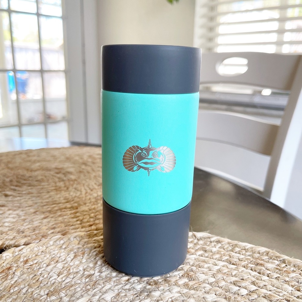 Toadfish Non-Tipping Slim Can Cooler Teal Stainless Steel 12oz Insulator